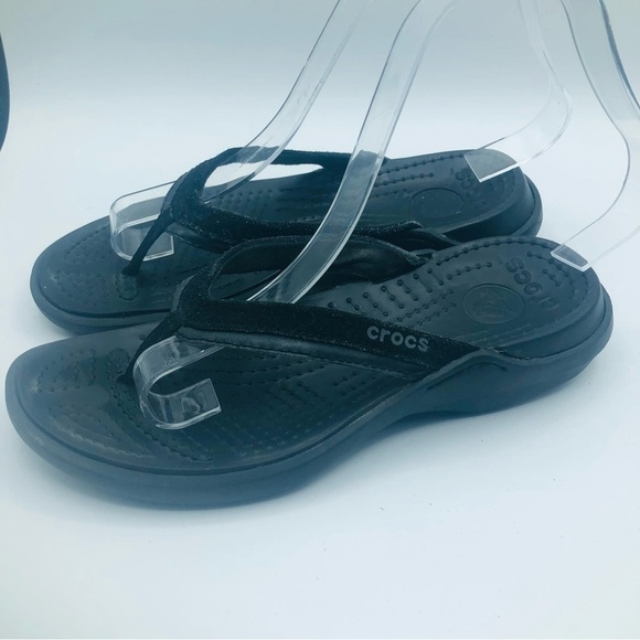 Crocs women’s black flip-flops‎ size 6 - Picture 4 of 10